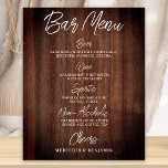 Poster Rustic Mariage Drink Menu barre personnalisée<br><div class="desc">Menu Bar ! Calligraphie simple mais élégante, cette enseigne de bar à boisson mariage propose quatre boissons "Bière", "Vin", "Spirits" et "Non-Alcoholic", personnalisées avec vos boissons de choix. Customisez ce panneau de mariage élégant avec vos noms et le menu de boisson du bar mariage! DROIT D'AUTEUR © 2020 Judy Burrows,...</div>