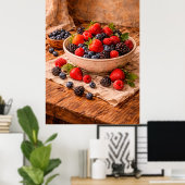 Poster Rustic Mixed Berries Still Life a Cozy Food (Bureau à domicile)
