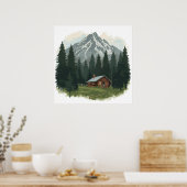 Poster Rustic Mountain Cabine - Wilderness Retreat Wall A (Cuisine)