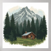 Poster Rustic Mountain Cabine - Wilderness Retreat Wall A (Devant)