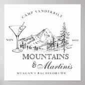 Poster Rustic Mountains & Martinis Camp Bachelorette (Devant)
