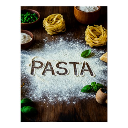Poster Rustic Pasta Still Life Art – Culinary Kitchen Dec (Devant)