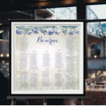 Poster Rustic Peacock Navy Rustic Luxe - Seating Chart<br><div class="desc">Montré avec cadre optionnel, lorsque vous ajoutez au panier, vous verrez des options de cadrage. Sous les étoiles Parkling Garland et les étoiles avec rustique romantique Peacock et Garland sur un Arrière - plan argenté Sous les étoiles Mariage Seating Chart Whimsical Peacock plumes Leaf Arbre médiéval Renaissance Bleu et argent...</div>