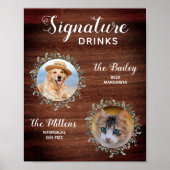 Poster Rustic Pet Mariage Cocktail Chien Signature Boisso (Devant)