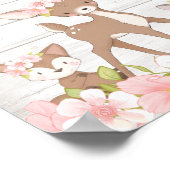 Poster Rustic Pink Floral Woodland Animals Personalized (Coin)