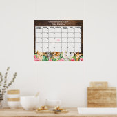 Poster Rustic Pink Safari Baby Guess Due Date Calendar (Cuisine)
