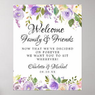 Poster Rustic Purple Rose Floral Wedding Ceremony Seating
