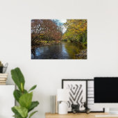 Poster Rustic River Stream Fall Leaves Nature Photography (Bureau à domicile)