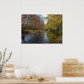Poster Rustic River Stream Fall Leaves Nature Photography (Cuisine)