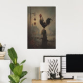 Poster Rustic Rooster Art Printable Gothic Lantern (Bureau à domicile)
