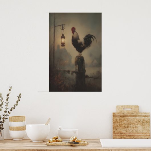 Poster Rustic Rooster Art Printable Gothic Lantern (Cuisine)