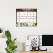 Poster Rustic Safari Baby Guess Date d'échéance Calendrie (Bureau à domicile)