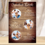 Poster Rustic Signature Boissons 3 Photo Chien Mariage an<br><div class="desc">Signature Boissons de vos animaux de compagnie! Inclure votre meilleur chien, meilleur chat et tout animal de compagnie dans votre mariage avec son bar à boissons signature pour vos invités. Parfait pour les amoureux de les chiens, et un bar spécial chien sera un succès à votre mariage. Blanc simple mais...</div>