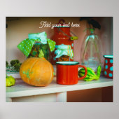 Poster Rustic Still Life avec un Citrouille et une Mug Ro (Devant)