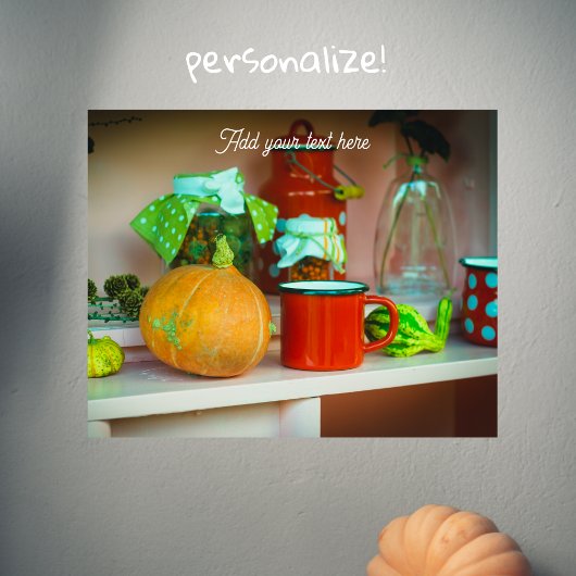 Poster Rustic Still Life avec un Citrouille et une Mug Ro