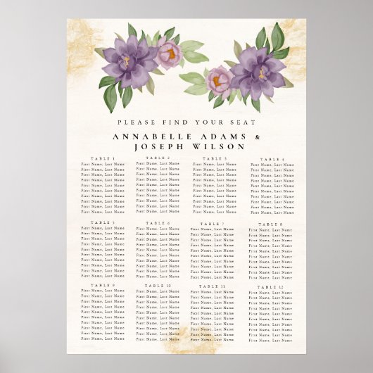 Poster Rustic Summer aesthetic Wildflower Seating Charts (Devant)