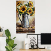 Poster Rustic Sunflower Decor Expressionist Painting (Bureau à domicile)