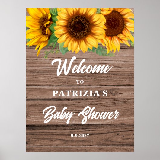 Poster Rustic Sunflower Fall Welcome Baby Shower  (Devant)