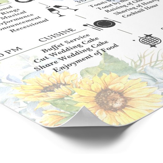 Poster Rustic Sunflower Floral Timeline Programme de mari (Coin)