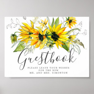 Poster Rustic Sunflower Wedding Guestbook Sign