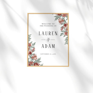 Poster Rustic Terracotta Floral Wedding Sign