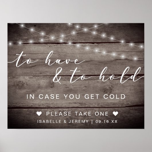 Poster Rustic To Have and To Hold Wedding Sign (Devant)