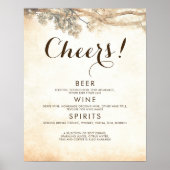 Poster Rustic Tree Branches Mariage Boissons Bar (Devant)