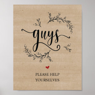 Poster Rustic Vines Mariage salle de bain - les gars sign