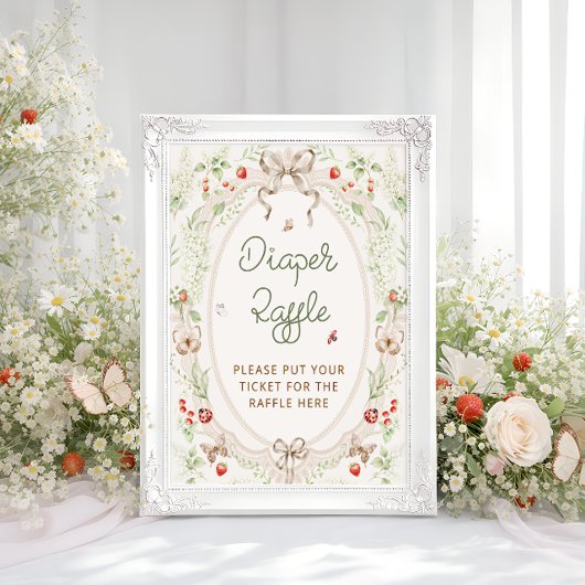 Poster Rustic Vintage Baby Shower Diaper Raffle
