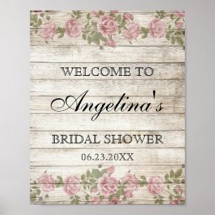 Poster Rustic Vintage Floral Bridal Shower WELCOME SIGN