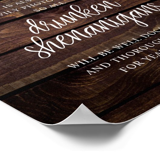 Poster Rustic Wedding Open Bar, Drunken Shenanigans (Coin)