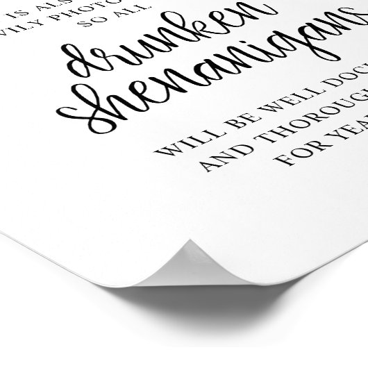 Poster Rustic Wedding Open Bar, Drunken Shenanigans (Coin)