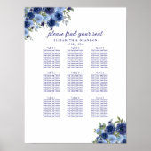 Poster Rustic Wedding with Blue Navy Flowers (Devant)