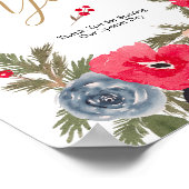 Poster Rustic Winter Floral Aquarelle Mariage merci (Coin)