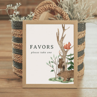 Poster Rustic Winter Woodland Baby Shower Favor Sign