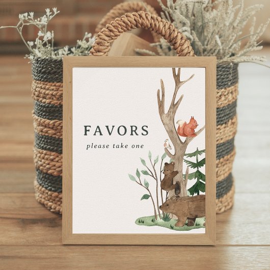 Poster Rustic Winter Woodland Baby Shower Favor Sign
