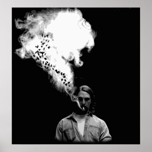 Poster Rustin Cohle du vrai détective Fumer un cigaret (Devant)