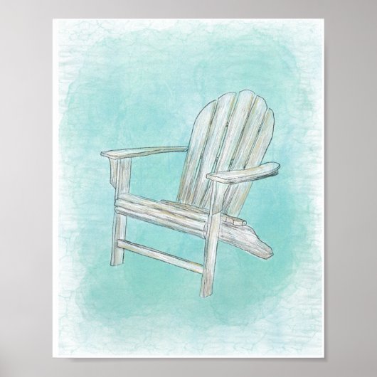 Poster Rustique Adirondack Chaise Plage côtière Décor en (Devant)