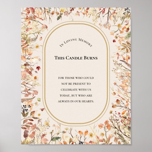 Poster Rustique Automne Beige Mariage Cette Bougie Brûle (Devant)