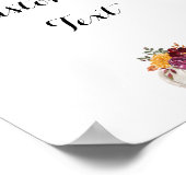 Poster Rustique Automne Floral & Charmant Citrouille blan (Coin)