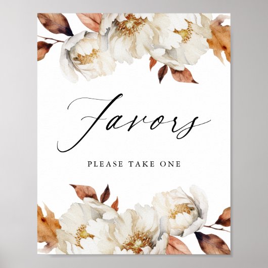 Poster Rustique Automne Floral Faveurs Mariage Faveurs Si (Devant)