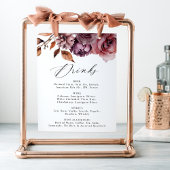 Poster Rustique Automne Floral Mariage Boire Menu Signer