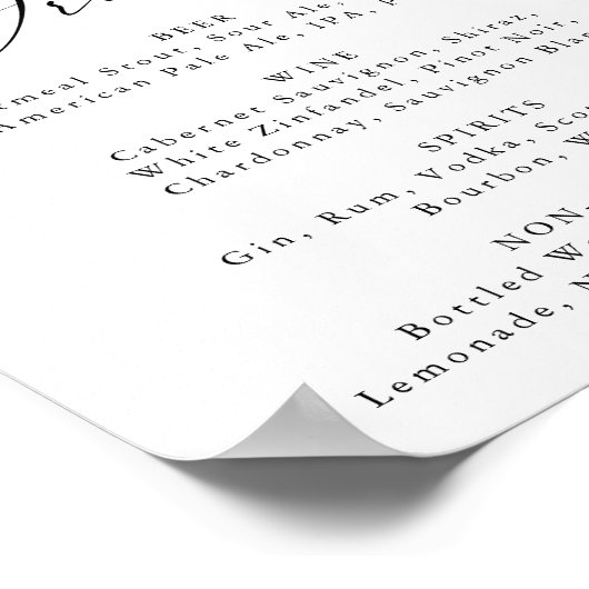 Poster Rustique Automne Floral Mariage Boire Menu Signer (Coin)