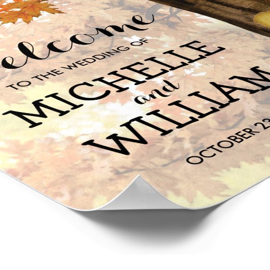 Poster Rustique Automne Lumières Arbre d'automne Bienvenu (Coin)