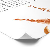 Poster Rustique Automne Mariage Réception Carte de siège (Coin)