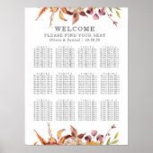 Poster Rustique Automne Mariage Réception Carte de siège (Devant)