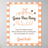 Poster Rustique Baby Shower Douce Citrouille Devinez Comb (Devant)