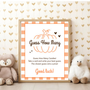 Poster Rustique Baby Shower Douce Citrouille Devinez Comb
