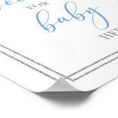 Poster Rustique bleu floral argent chic livres pour bébé  (Coin)