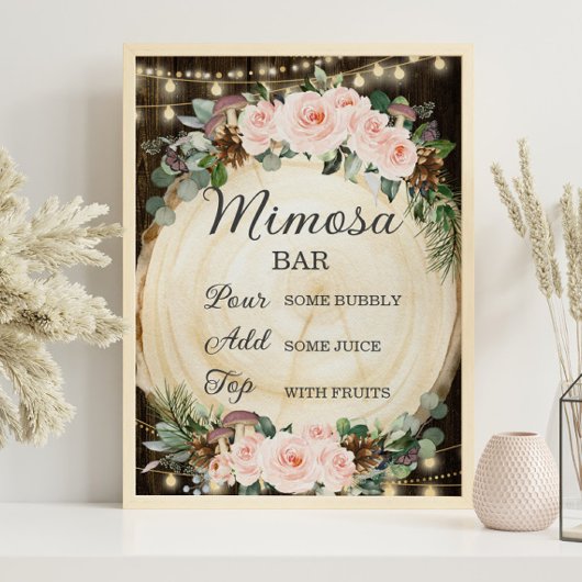 Poster Rustique Blush Floral Enchanted Forest Mimosa Bar